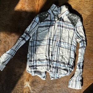 Plaid sparkly girls butting up